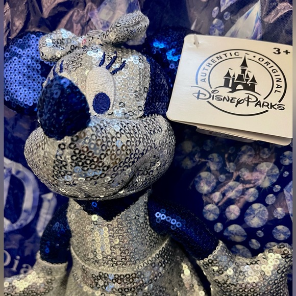 Disney Parks Disneyland 60th Birthday Diamond Anniversary Sequin Minnie Mouse - Picture 2 of 13